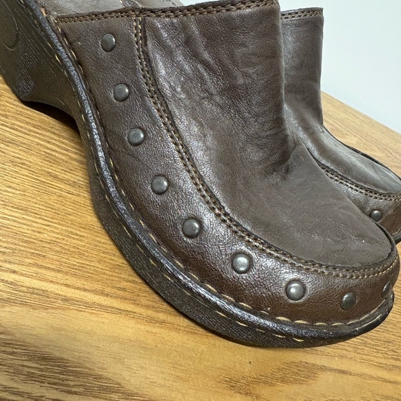 Born | Brown Leather Clogs - Picture 2 of 8